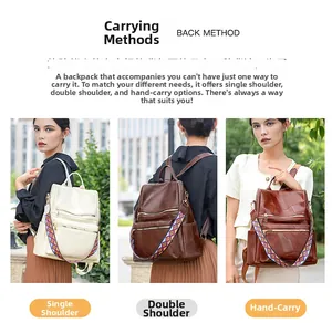 Detailed view of the three carrying ways: shoulder bag, backpack, and handbag style
