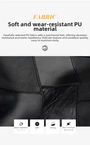 Detailed macro view of water-resistant black PU leather texture for a soft women backpack