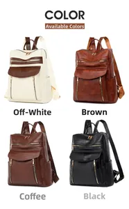 Sacs à dos vintage en beige, marron, café et noir avec texture en similicuir brillant