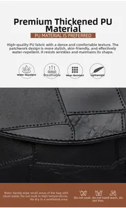 Détails de la texture du cuir PU épais avec coutures et caractéristiques imperméables du sac