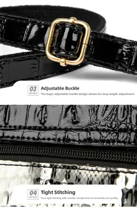 Macro detail of snake and crocodile textured leather handbag with gold metal hardware buckle