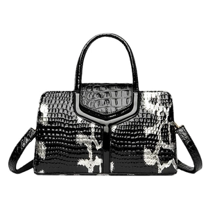 Elegant snakeskin pattern handbag with large capacity and adjustable shoulder strap