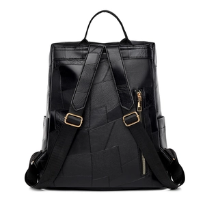 Sac à dos rétro en similicuir pour femme avec bretelles réglables et fermetures dorées