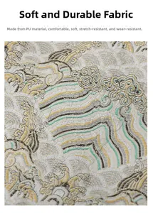 Detailed view of jacquard pattern on vintage style large capacity backpack for women