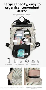 Detailed interior view showing large capacity for iPad and A4 magazines in vintage backpack