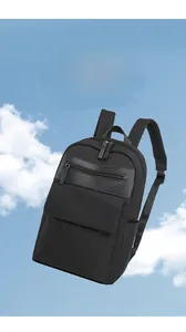 Close-up of lightweight black business backpack with 0.43KG ultra-light design