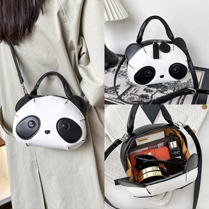 Sac à bandoulière panda mignon pour femme en cuir PU de qualité avec sangle réglable