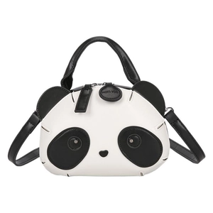 Sac à bandoulière panda pour femme en similicuir noir et blanc au design cartoon