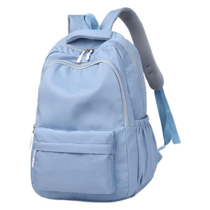 Light blue large capacity waterproof backpack for travel and school with multiple pockets