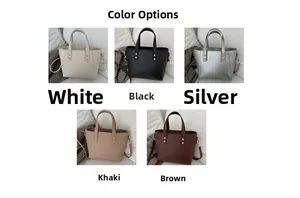 Detailed view of the various colors available for the stylish faux leather bucket tote bag