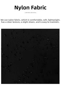 Detail of water-resistant black nylon fabric with clear texture and water droplets