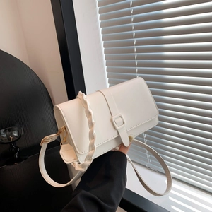 Sac à Épaule Rétro en Cuir PU pour Femmes Sac Bandoulière Petit Sac Carré Avec Poignée Tressée Couleur Unie
