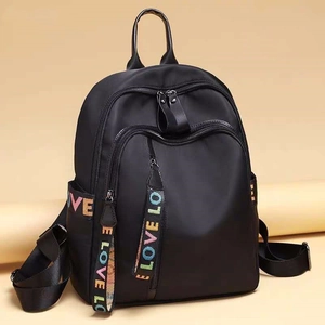 Fashion Women Canvas Backpack Stylish Love Ribbon Decoration Large Capacity Travel School Bag Multi Zipper Pockets Casual Daypack