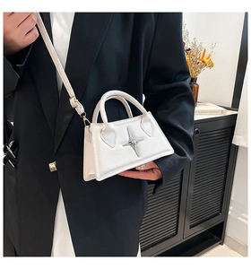 Détail du mini sac à bandoulière blanc crème avec emblème d'étoile argentée et poignée