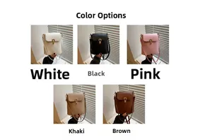 Sacs seau minimalistes disponibles en blanc, noir, rose, kaki et marron foncé
