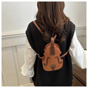 Vintage brown violin shaped crossbody bag with adjustable strap for artistic fashion