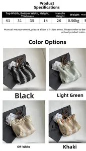 Detailed size specifications and color guide for the fringe canvas tote handbag