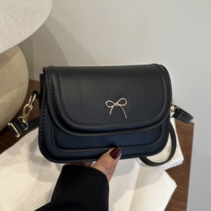 Women Fashion Bow Decor PU Leather Shoulder Bag Korean Minimalist Small Square Underarm Bag Crossbody Purse For Everyday Use