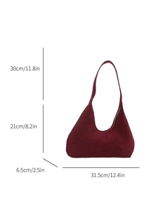 Guide des dimensions détaillé pour sac hobo en daim rouge avec mesures précises