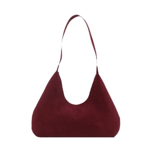 Sac à bandoulière minimaliste en daim bordeaux avec design hobo rétro chic