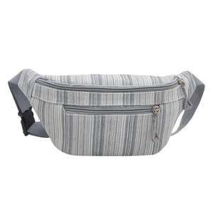 Sac de poitrine minimaliste à rayures bleues et blanches avec bandoulière réglable