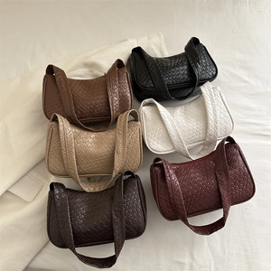 Minimalist woven texture hobo bag set in six colors made of premium vegan leather