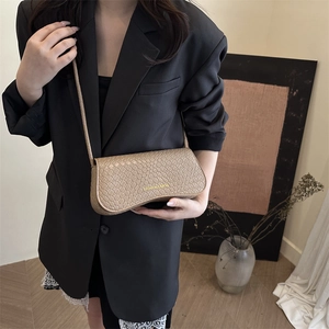 Chic beige crossbody square bag with crocodile pattern texture and thin shoulder strap
