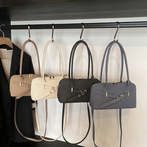 Sacs à main rétro en kaki, blanc et noir avec boucle pour les trajets quotidiens