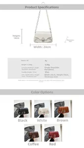 Vue détaillée du sac baguette français avec boucle en métal et cuir à texture litchi premium