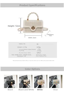 Detail showing dimension specs of 20cm crossbody bag with clover twist lock