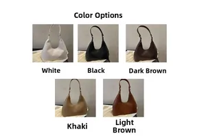 Grid display showing woven leather hobo bags in five different colors from a flat view