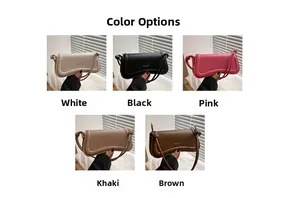 Detailed grid view showing five colors of retro faux leather shoulder bags for women