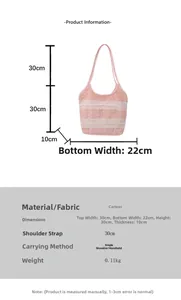 Guide des tailles détaillé et spécifications du grand sac cabas rose en dentelle