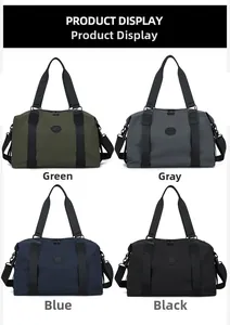Borsa da viaggio impermeabile in verde, grigio, blu e nero con tracolle regolabili