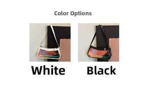 Detailed comparison of laser colorful transparent PVC shoulder bags in white and black