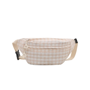 Riñonera de pana con patrón de cuadros y correa ajustable para un estilo casual