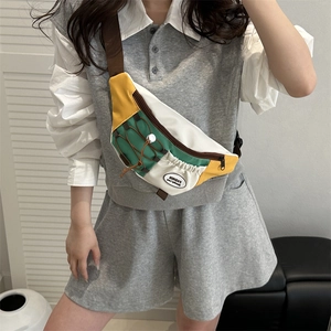 2025 trendy color-block crossbody chest bag with adjustable strap for casual wear