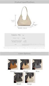 Detailed size chart for the PU leather woven shoulder bag with specific measurements
