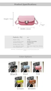 Dimensions détaillées et options de couleurs pour le sac bandoulière en similicuir