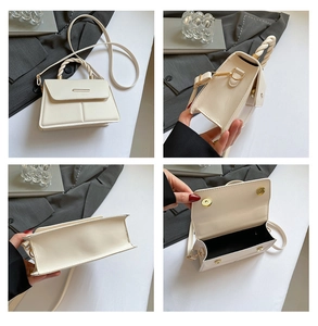 Détails du sac à bandoulière crème avec poignée tressée et finitions métalliques