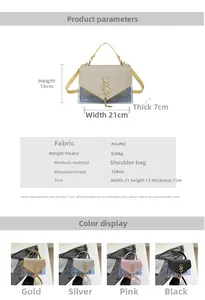 Dettaglio della borsa a tracolla con dimensioni 21x15x7cm e logo in metallo moda