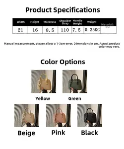 Detailed size chart for the crocodile pattern shell bag with specific dimensions and strap length