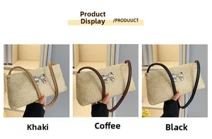 Comparaison de sacs portés épaule tissés en kaki, café et noir avec des nœuds argentés