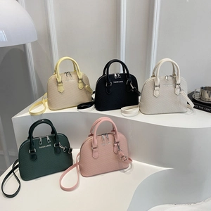 Women Retro Shell Shoulder Bag Woven Texture PU Leather Handbag With Adjustable Strap Fashion Commuting Crossbody Bag Top Handle Purse