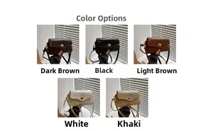Options de couleurs pour petits sacs bandoulière en marron foncé, noir, blanc, et kaki