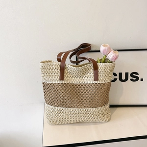 Large Capacity Straw Woven Tote Bag Women Summer Beach Vacation Single Shoulder Handbag With Tassel Decor Bohemian Bag