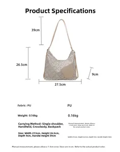 Detailed view of beige PU leather bag with geometric embroidery and multi-carry straps