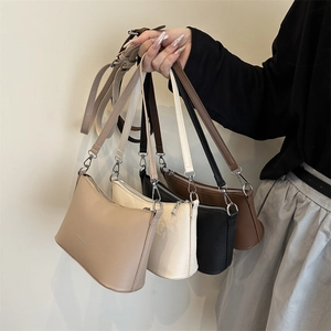 Fashion PU Leather Underarm Bag For Women Minimalist Letter Print Shoulder Bag With Adjustable Strap Daily Crossbody Bag