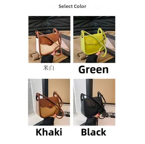 Four color options of retro PU leather crossbody bags with round buckle closure