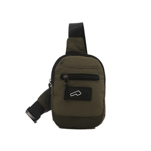 Sac bandoulière en nylon vert armée avec sangle réglable et détails en maille